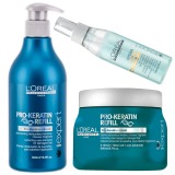 Pachet Par Degradat L'Oreal Pro Keratin - Sampon, Masca si Spray Hidratare